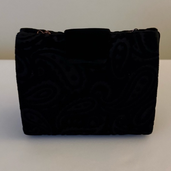 Vanessa Black Velvet Evening Bag Clutch Paisley Design - Picture 2 of 14